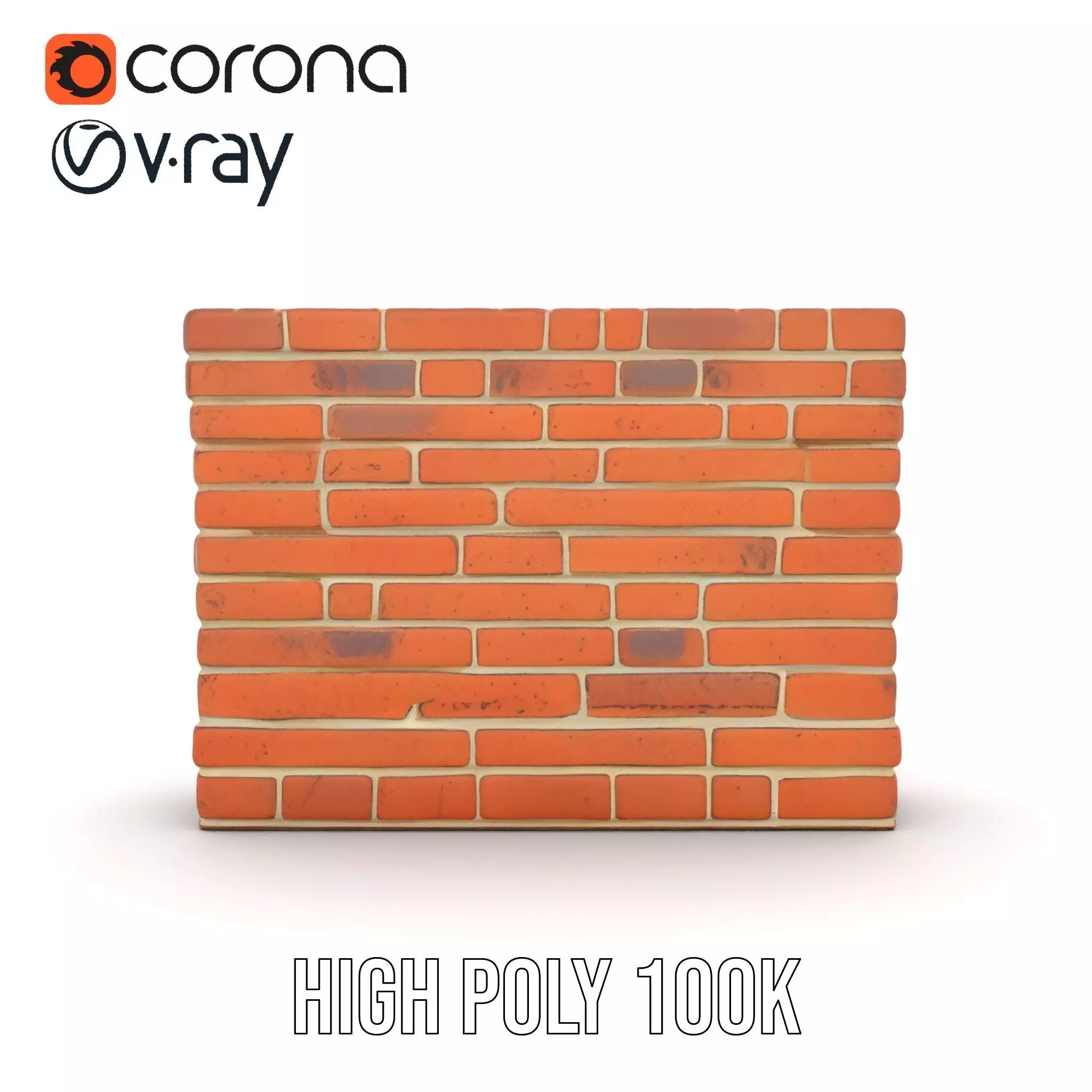 Rustic Brick Wall model pack Low-poly 3D model_35