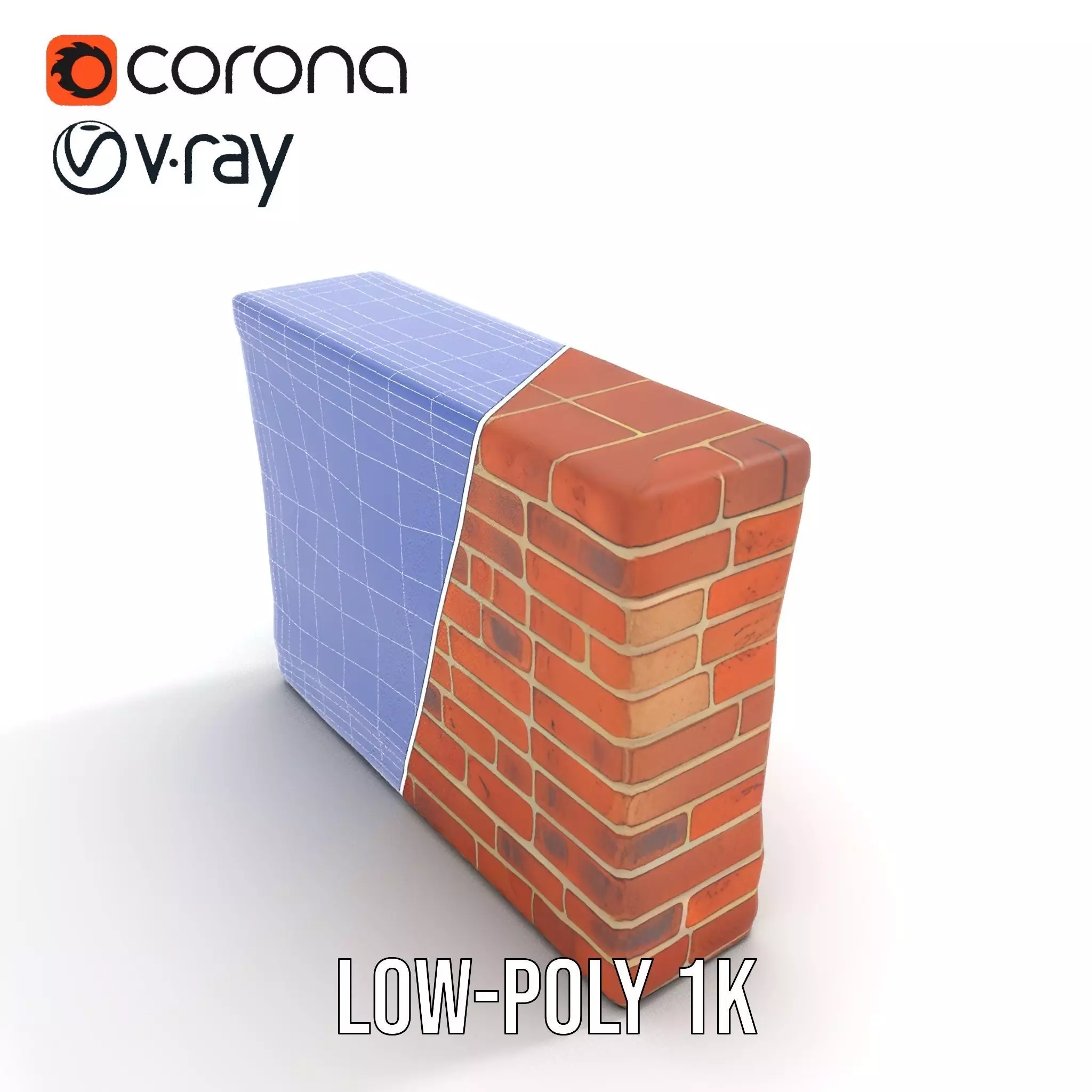 Rustic Brick Wall model pack Low-poly 3D model_20