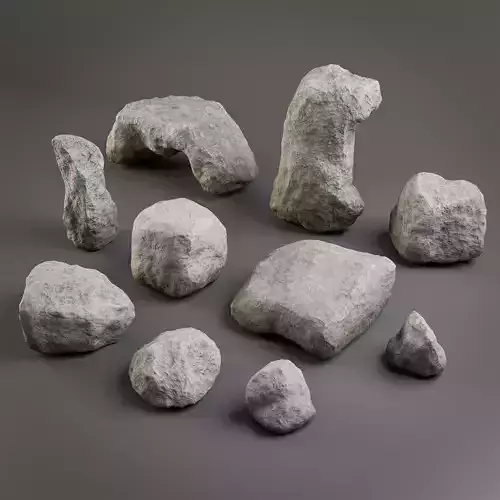 10 Low Poly Rocks 3D model