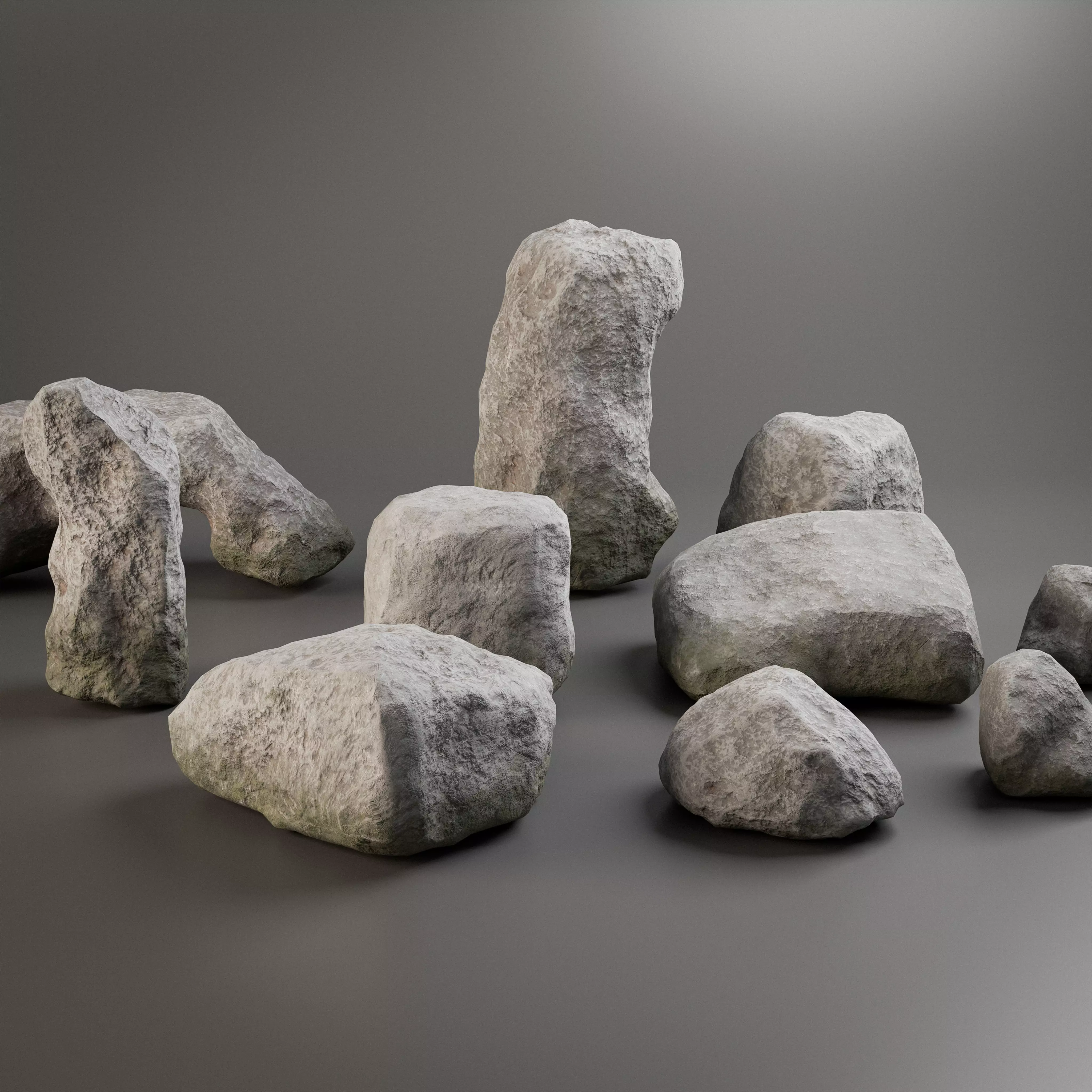 10 Low Poly Rocks 3D model_1