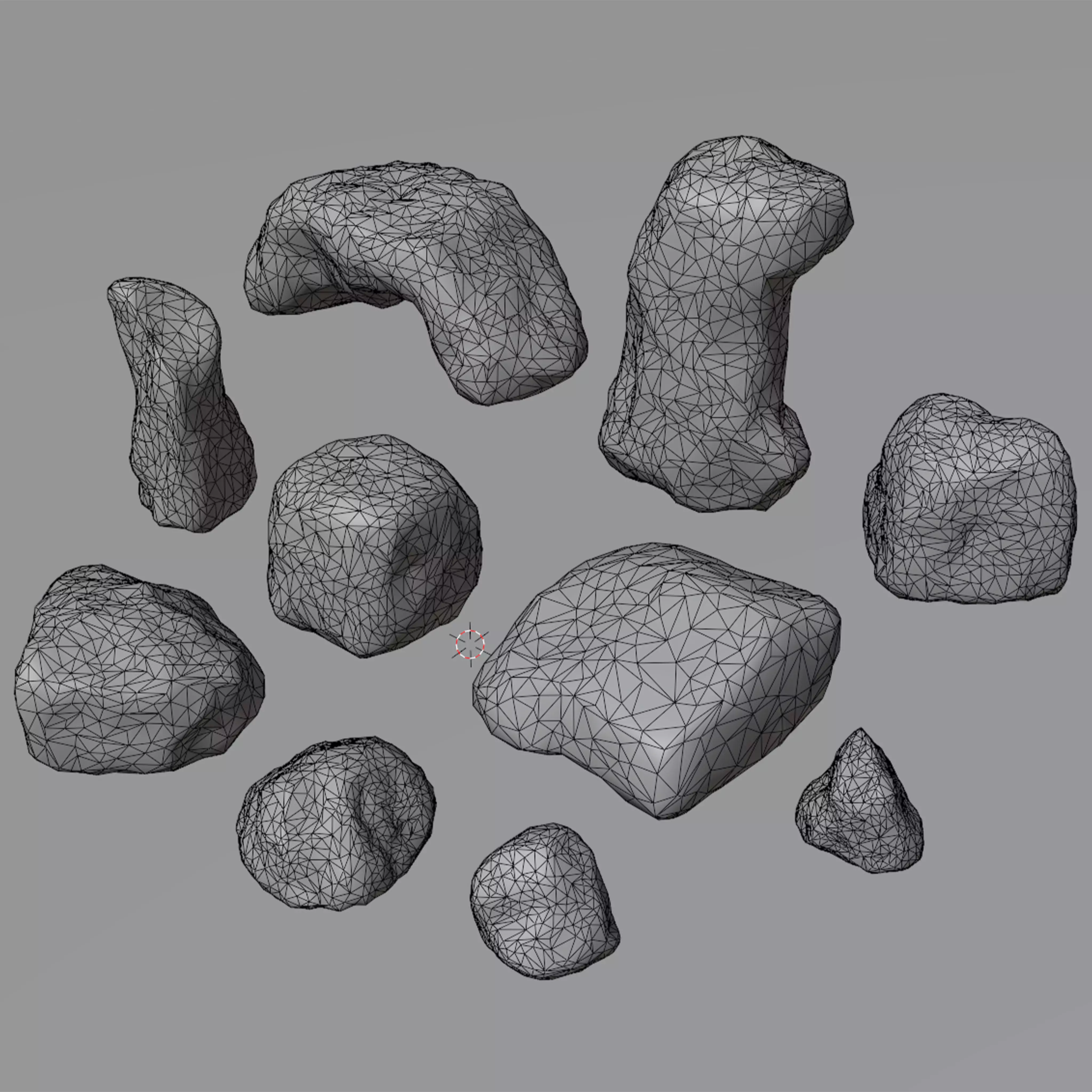 10 Low Poly Rocks 3D model_2