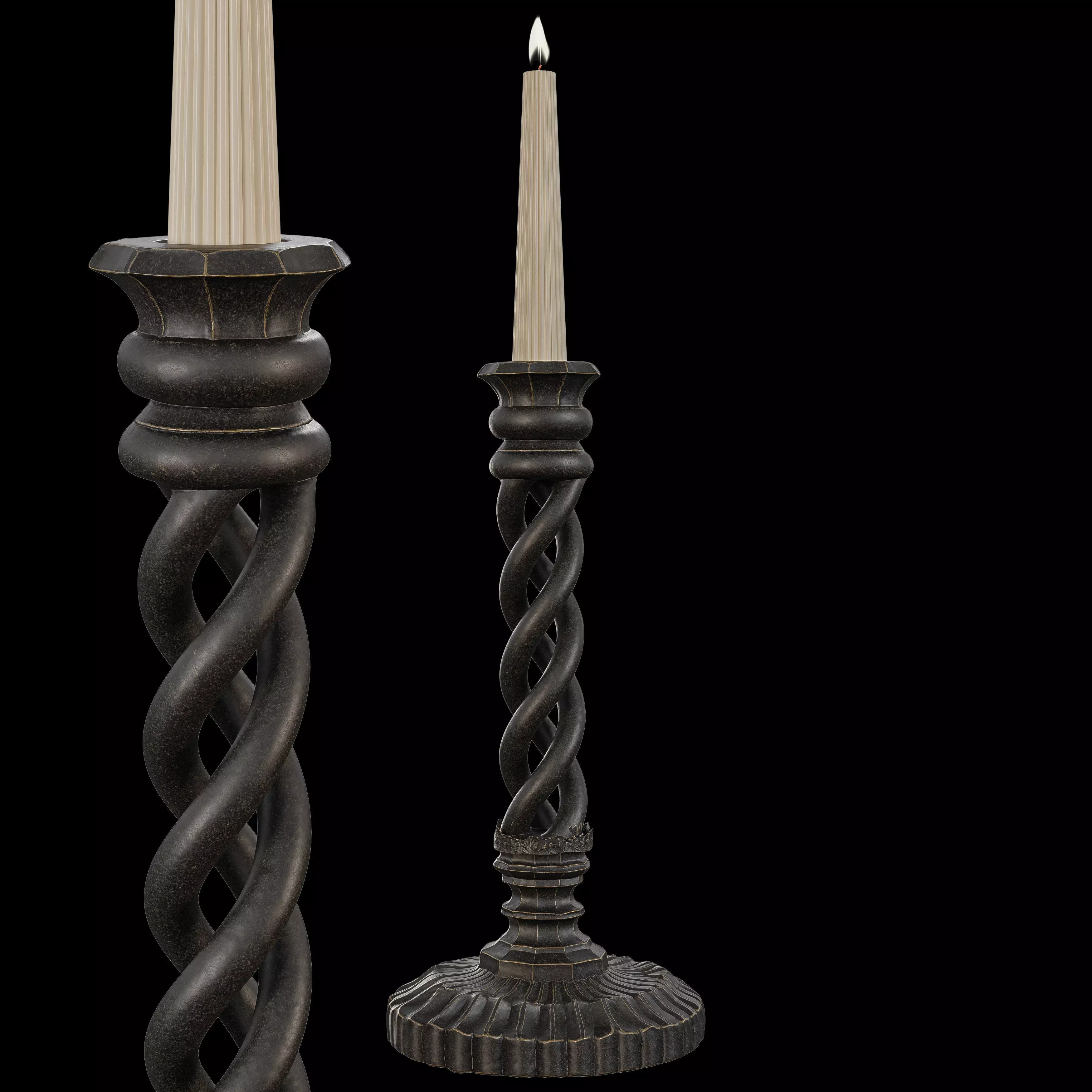 Decorative Candlestick Holder -  Antique Twisted Candle Stand 3D model_3