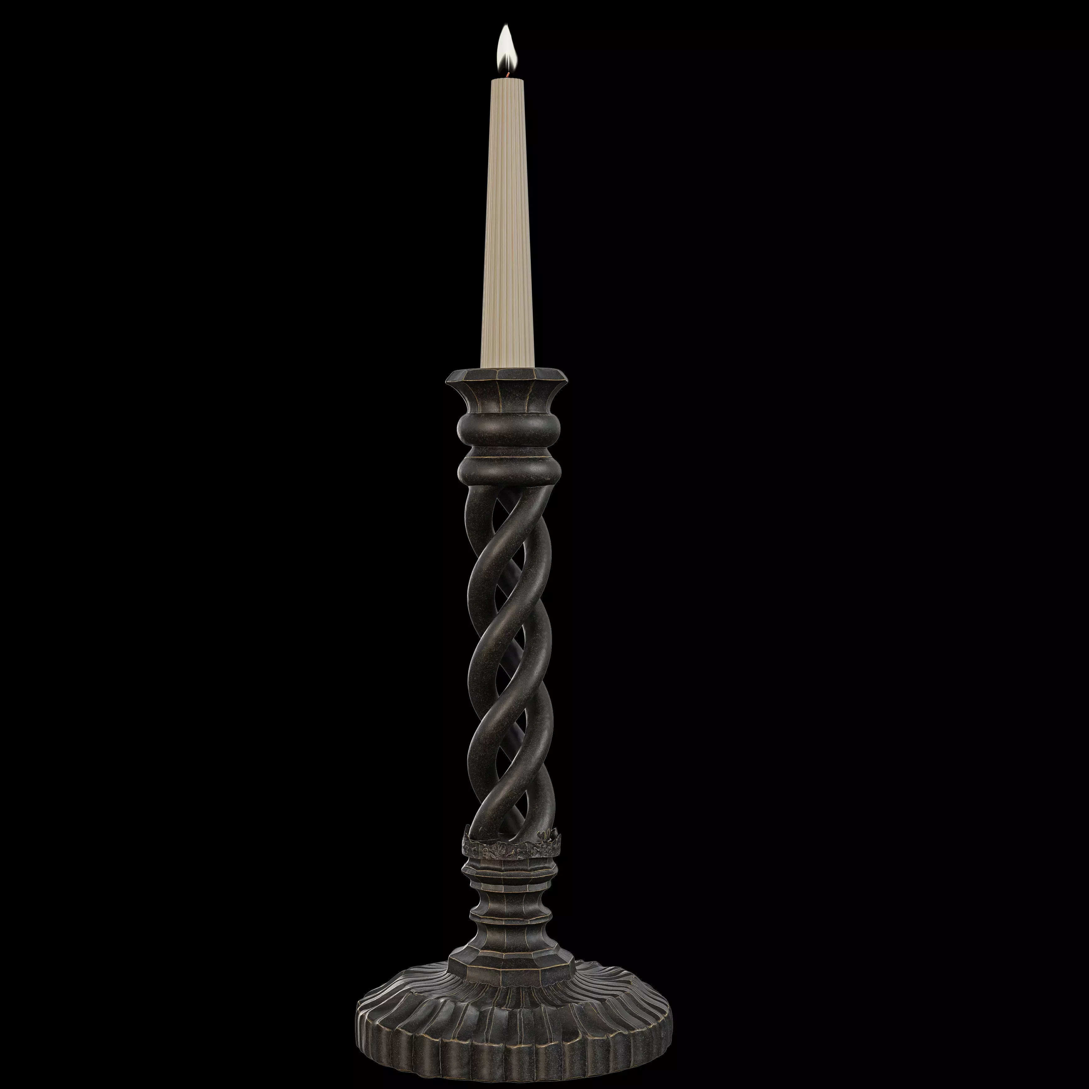 Decorative Candlestick Holder -  Antique Twisted Candle Stand 3D model_2
