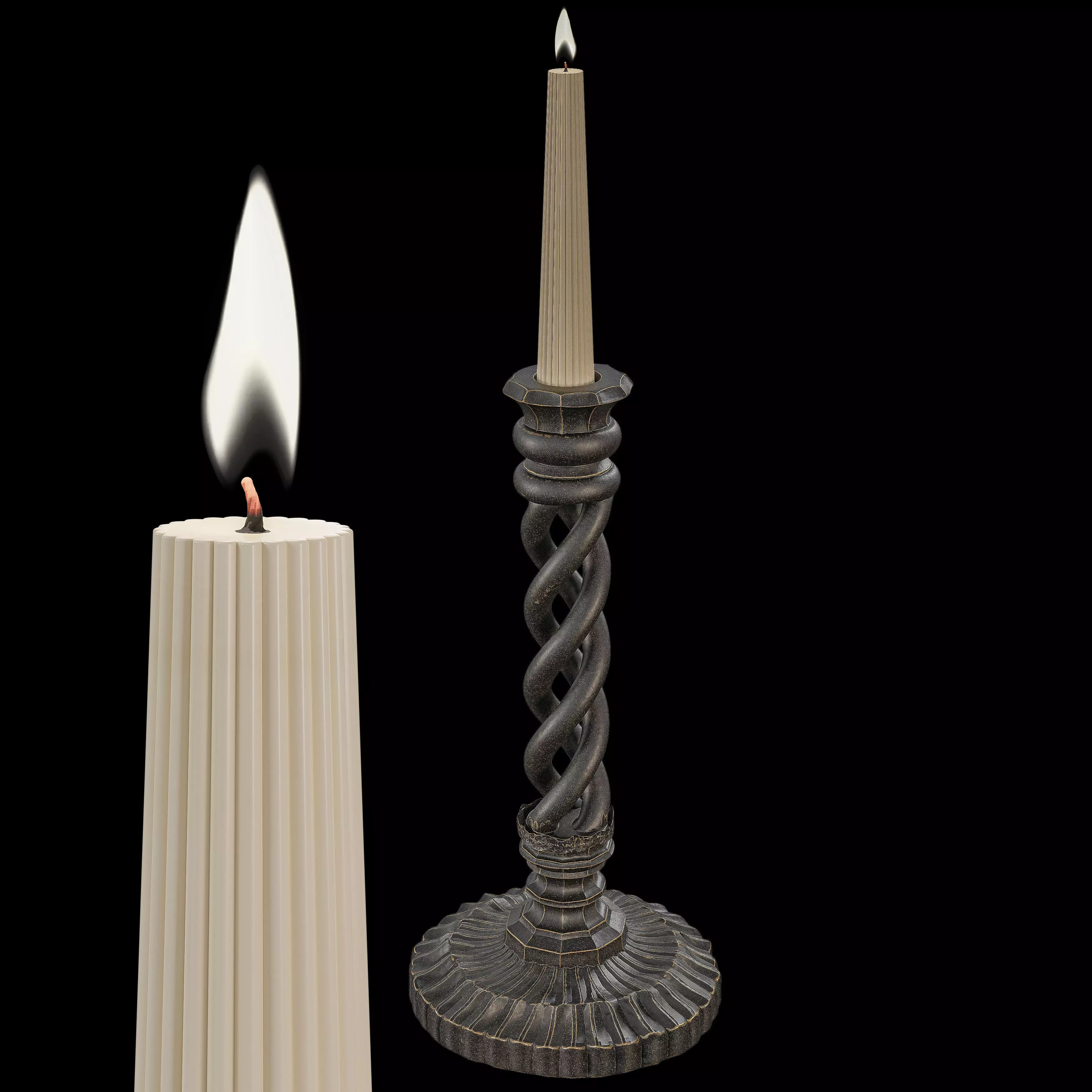 Decorative Candlestick Holder -  Antique Twisted Candle Stand 3D model_5