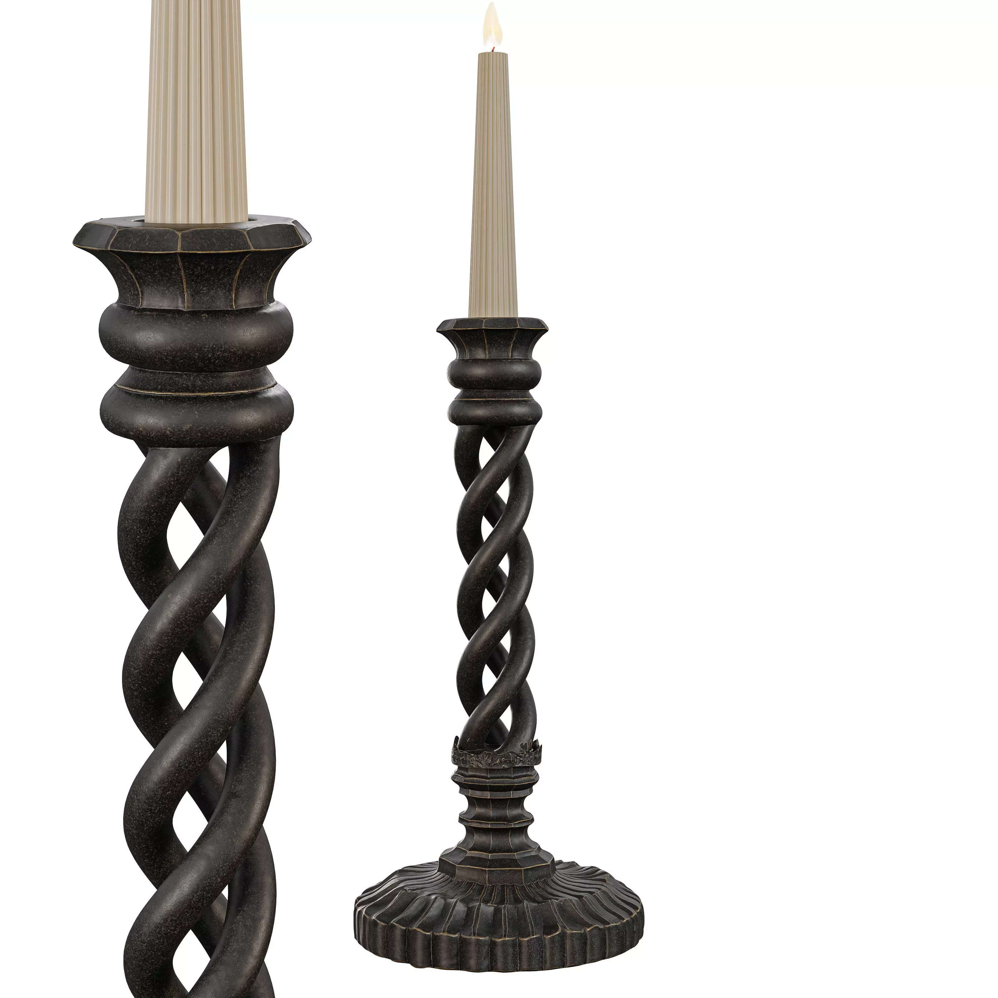 Decorative Candlestick Holder -  Antique Twisted Candle Stand 3D model_4