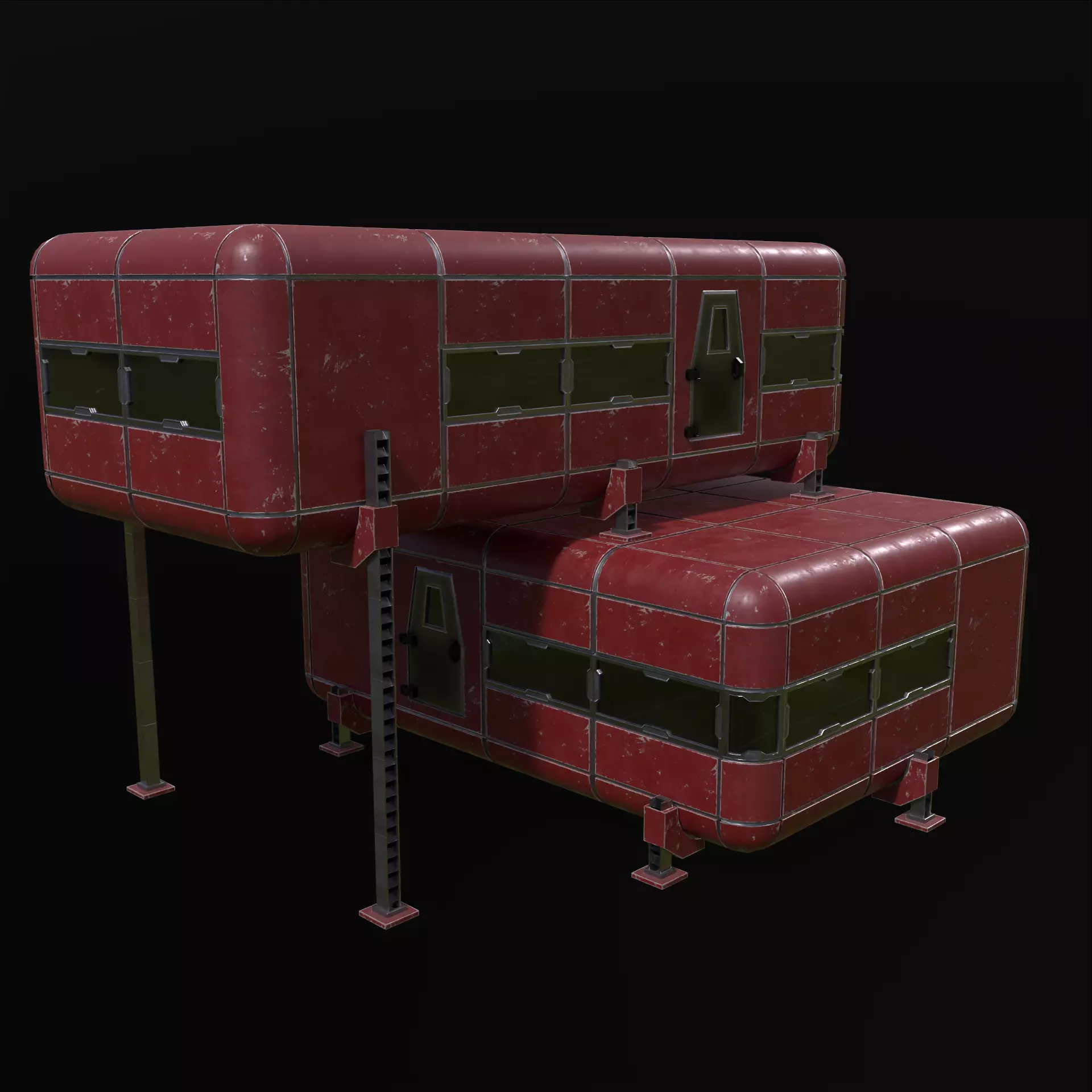 Modular Sci Fi House PBR Low-poly 3D model_6