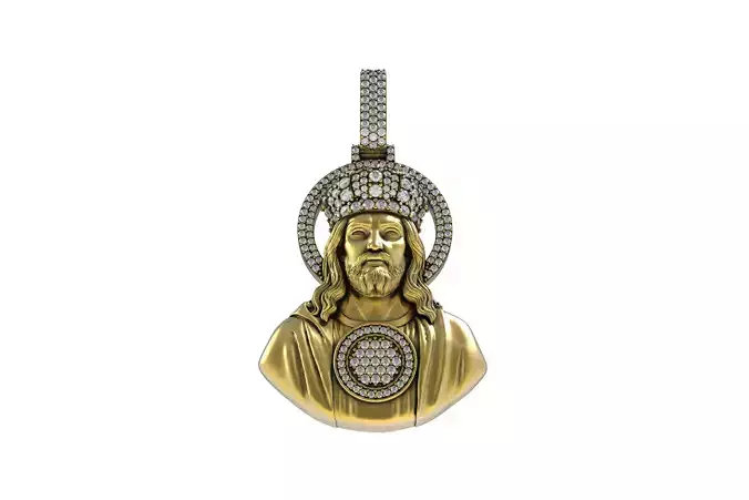 00025 Jesus Head Diamond Hip Hop Pendant