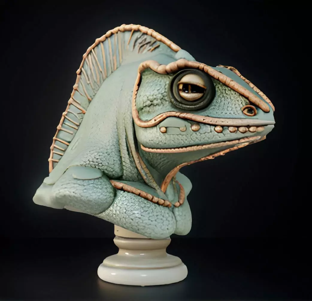Chameleon Bust 3D Model - STL Printable Reptile 3D print model