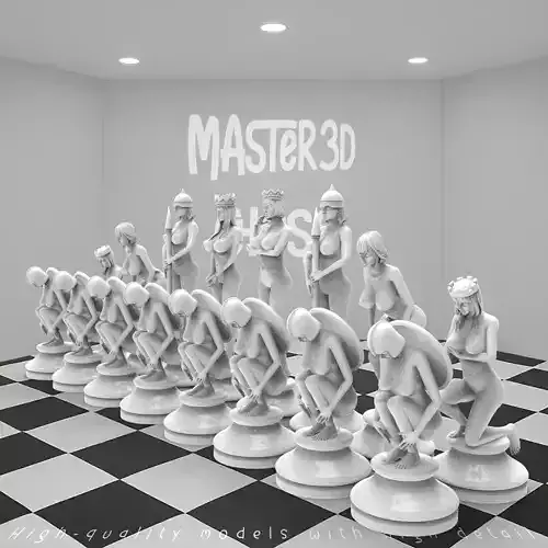 Chess Set  3D Models of Female Figures