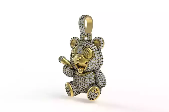 00026 Cute Panda Hip Hop Diamond Pendant