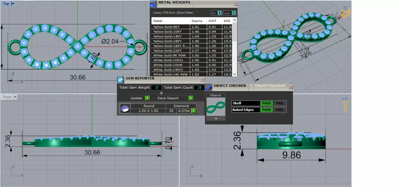 Yellow Gold 3dm Bracelet Infinity Symbol Endless Shine bg0050 3D print model