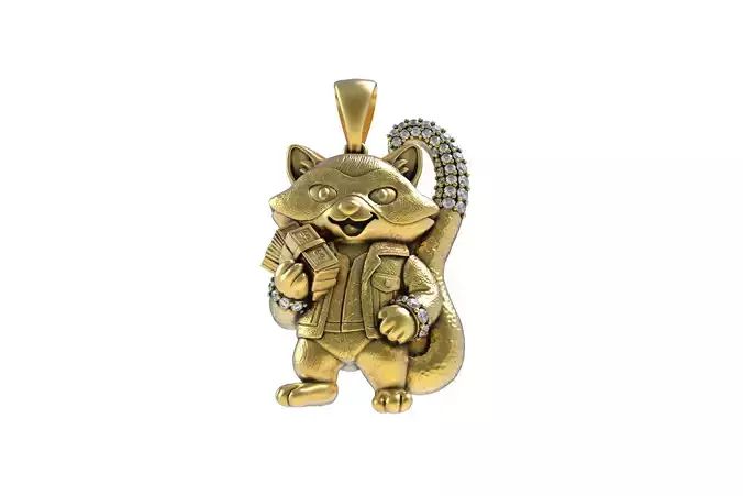 00030 Rich Raccoon Hip Hop Pendant