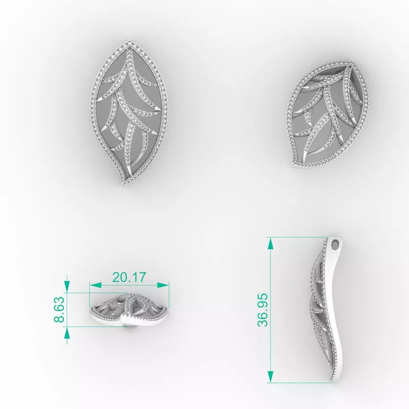 Nature Inspired Leaf Pendant 3D print model_4