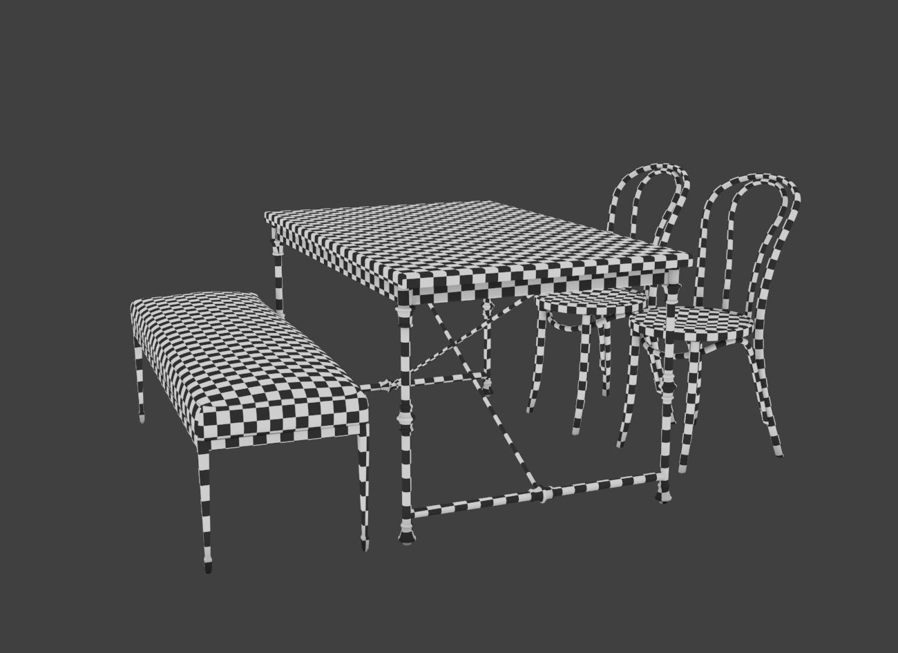 French Kitchen Dining Set 3D model_2