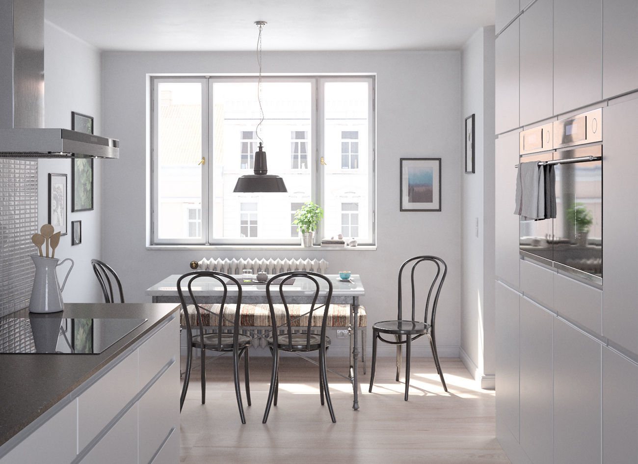 French Kitchen Dining Set 3D model_4