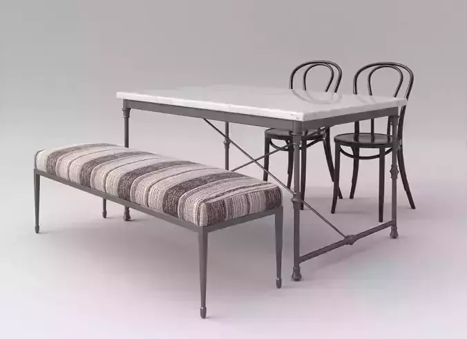 French Kitchen Dining Set 3D model