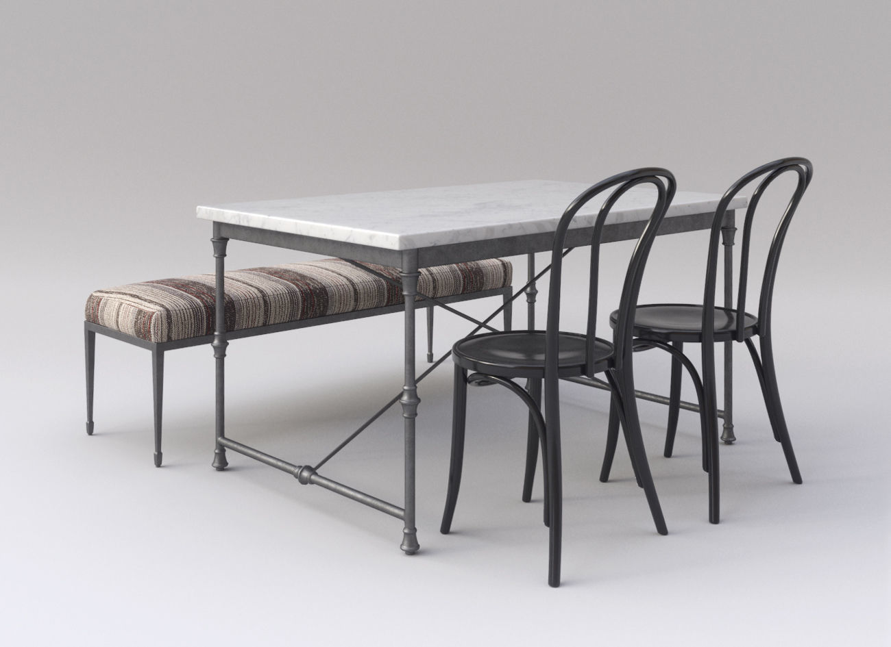 French Kitchen Dining Set 3D model_1