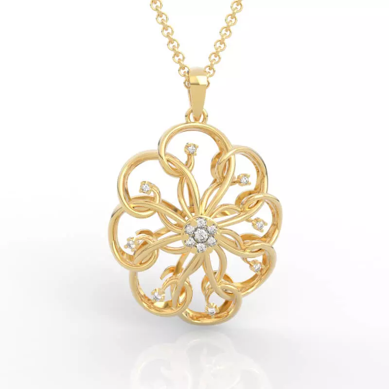 Stunning Openwork Floral Diamond Pendant 3D print model