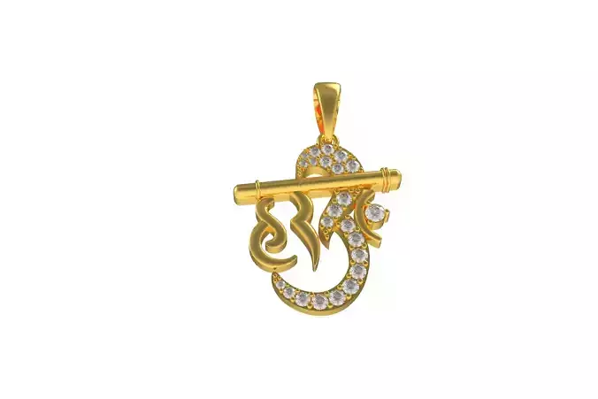 00031 Simple Hari Om Diamond Pendant