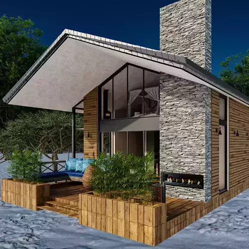 Tiny House Living 3D Model with Interior Nature Inspired Design