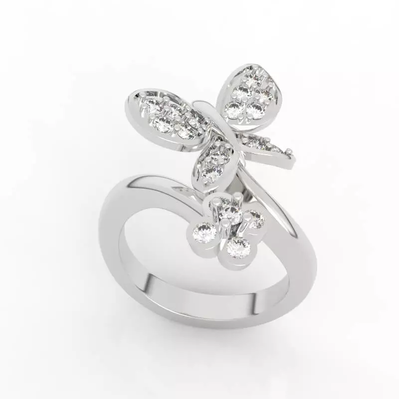 Elegant Butterfly Flower Ring 3D print model