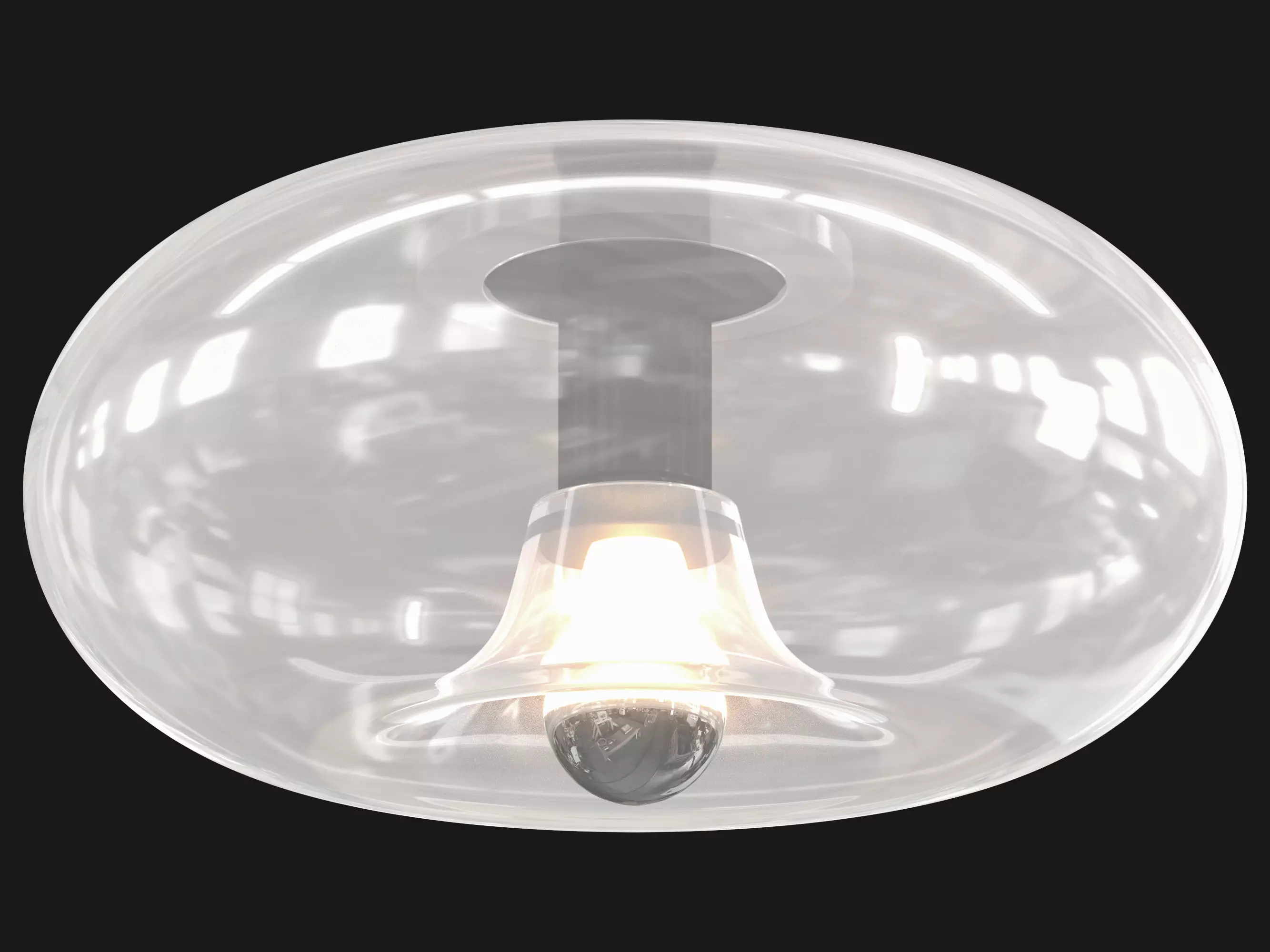 Round Glass Flush Mount 3D model_1