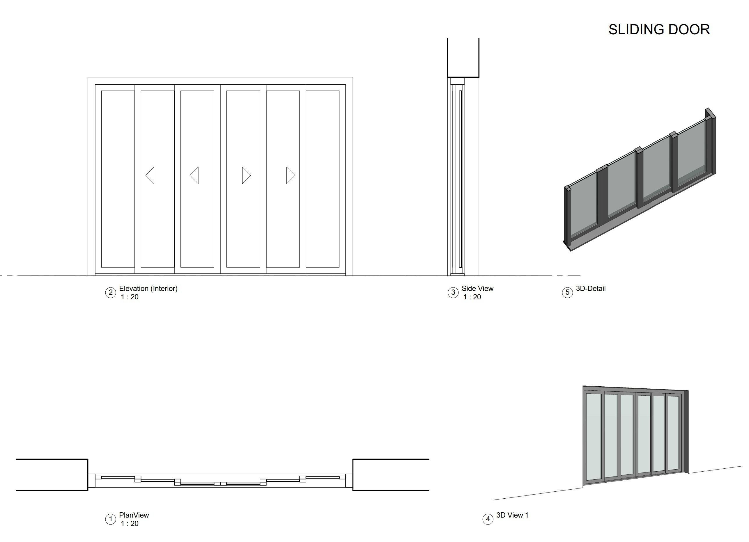 Revit Parametric Sliding Door 3D model_2