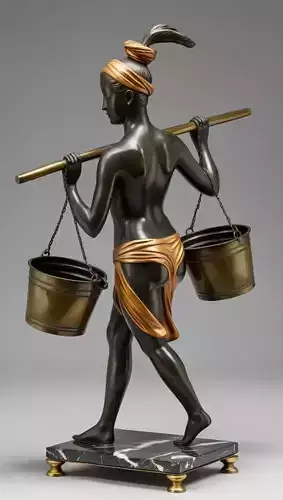Classical Bronze Statue Naiad Carrying Buckets Low-poly 3D model