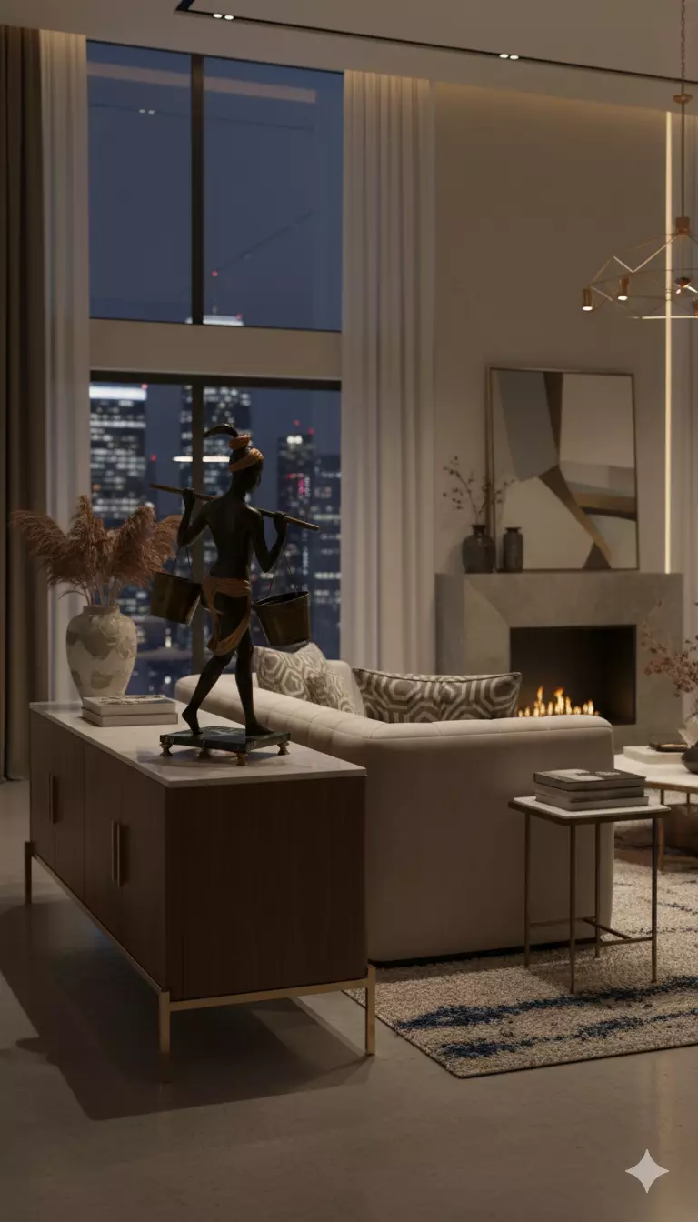 Classical Bronze Statue Naiad Carrying Buckets Low-poly 3D model_1