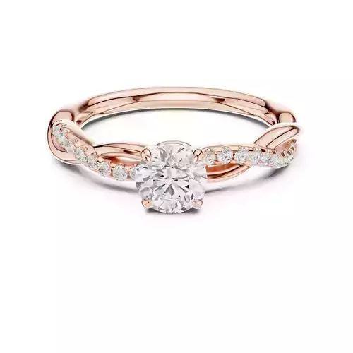 Round Cut Twisted Shank Engagement Ring 3DM STL Video 3D print model