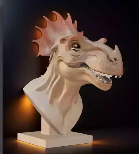 Chasmosaurus Bust 3D Model - STL Printable Dinosaur
