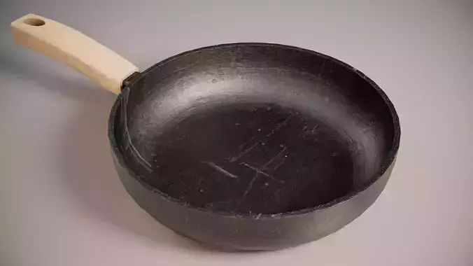 Frying Pan Low-poly 3D model 2