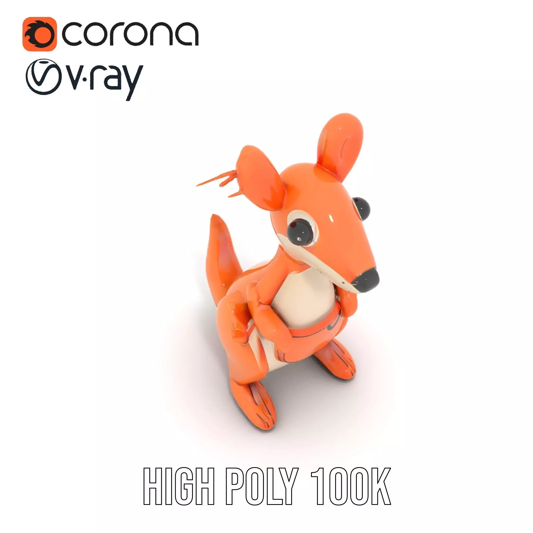 Playful Kangaroo Inflatable model pack Low-poly 3D model_18