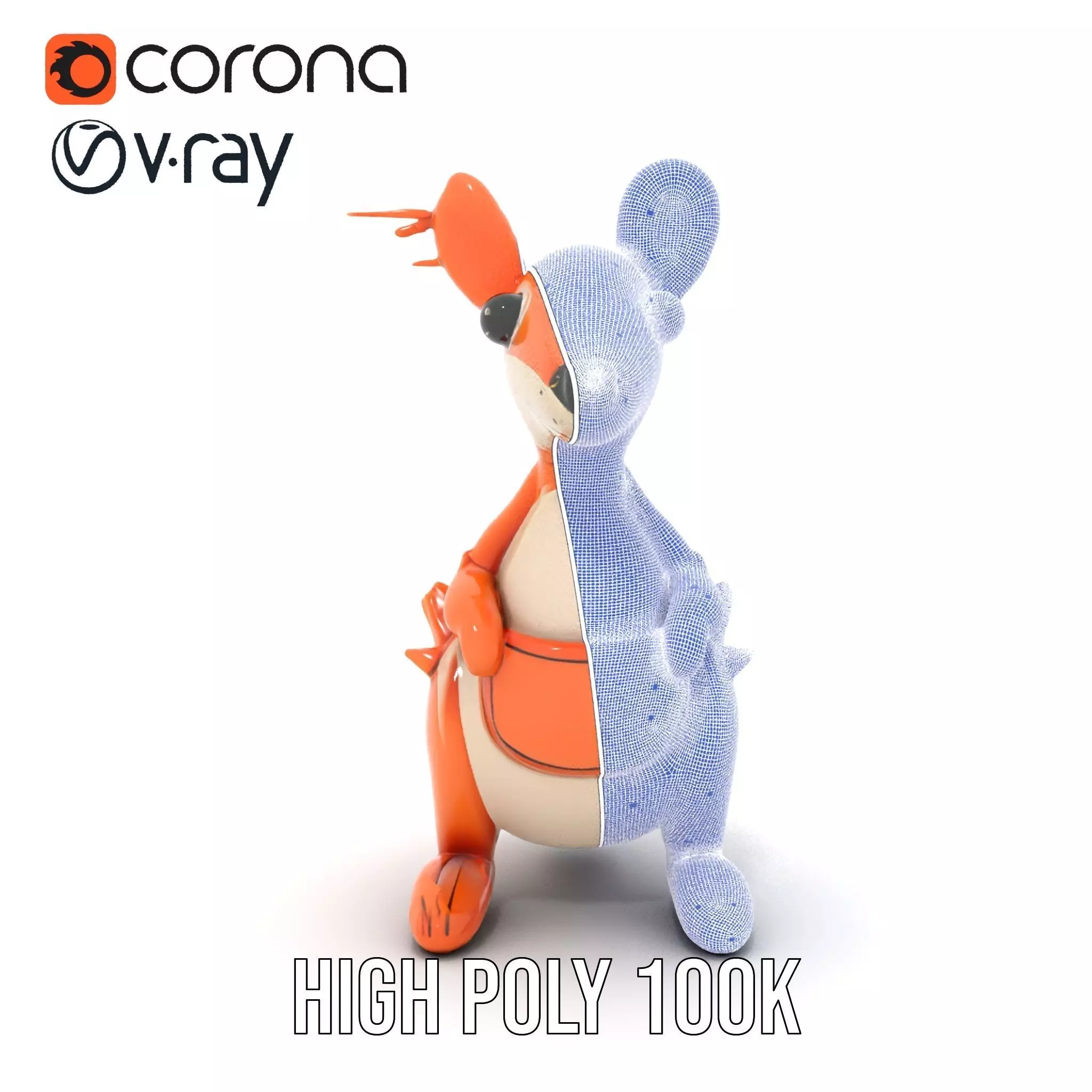Playful Kangaroo Inflatable model pack Low-poly 3D model_35