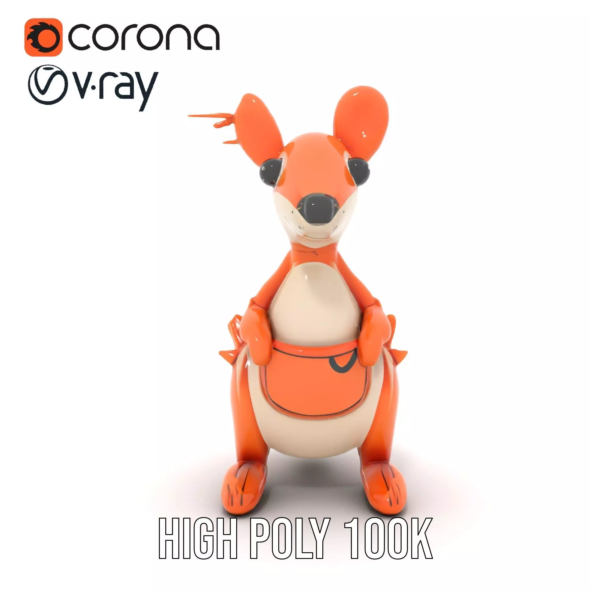 Playful Kangaroo Inflatable model pack Low-poly 3D model_30