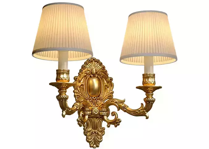 Golden Sconce in classic style Wall lamp with two arms 