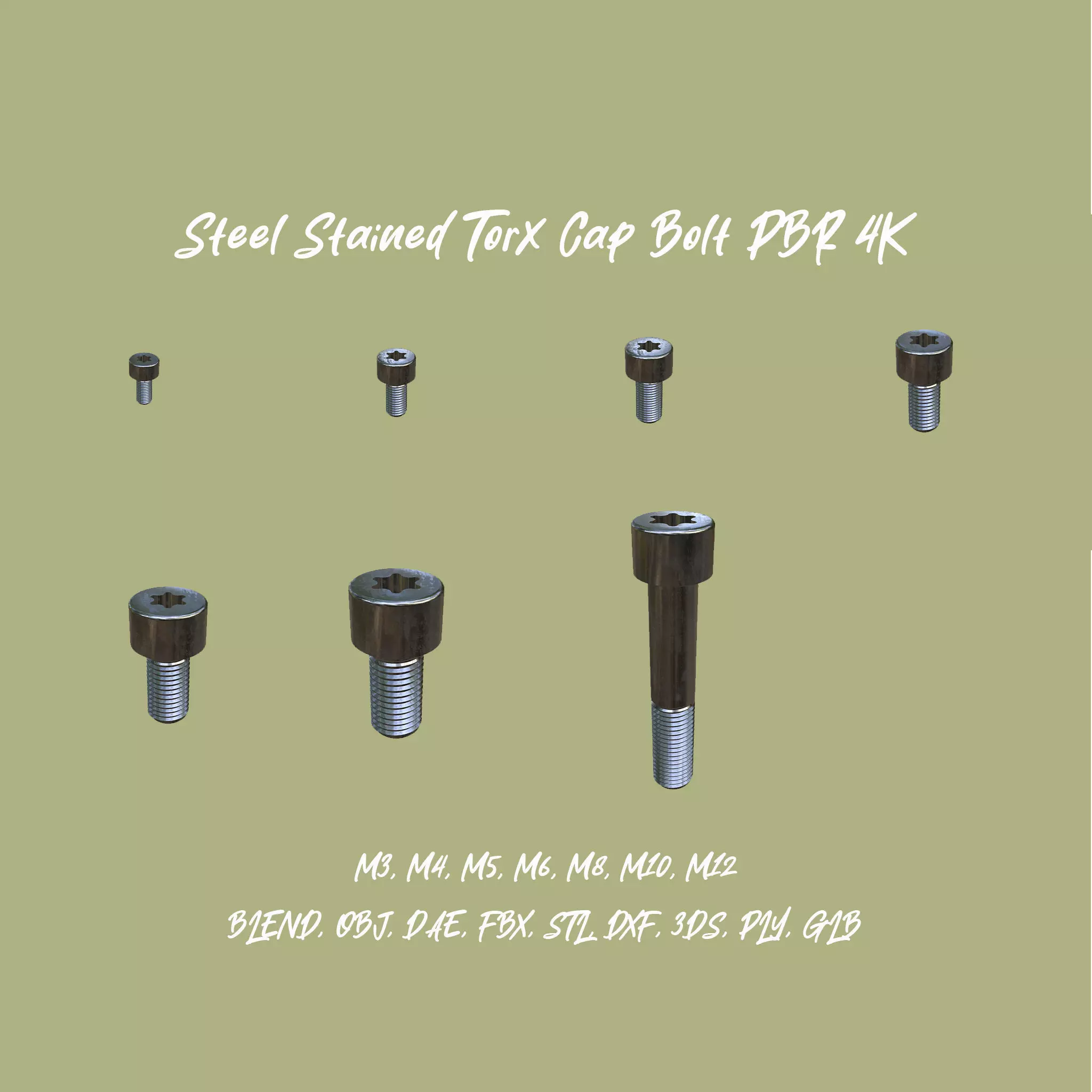 Collection of Steel Stained Torx Cap Bolts _0