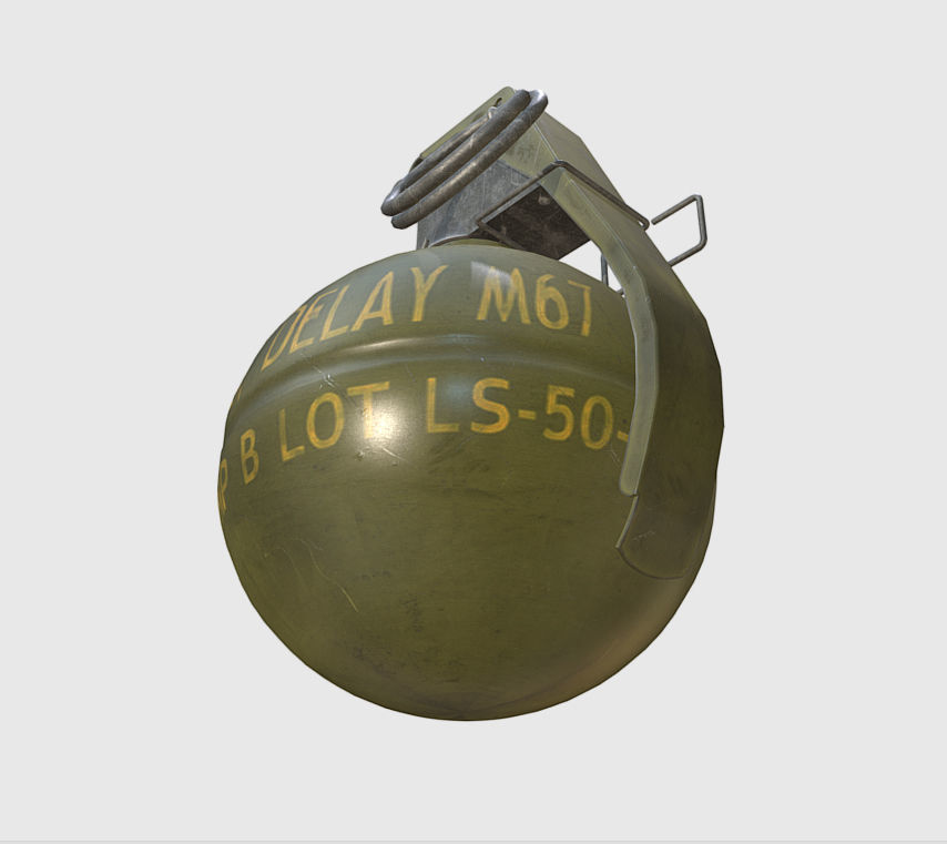 Army M-67 frag grenade  Low-poly 3D model_2