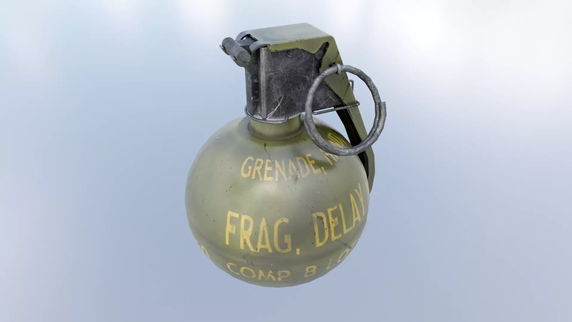 Army M-67 frag grenade  Low-poly 3D model_0