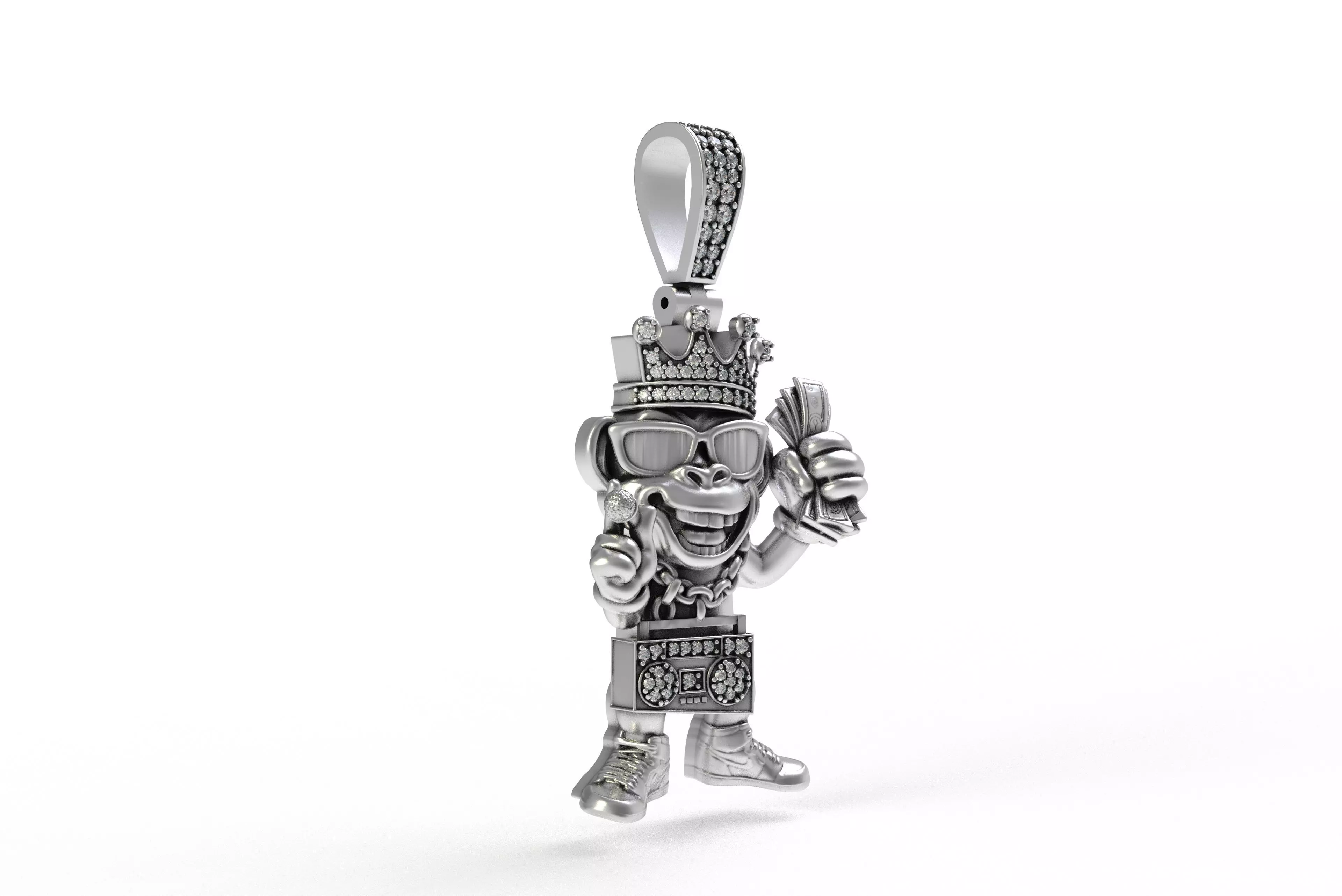 00032 Monkey with Radio Hip Hop Pendant 3D print model_10