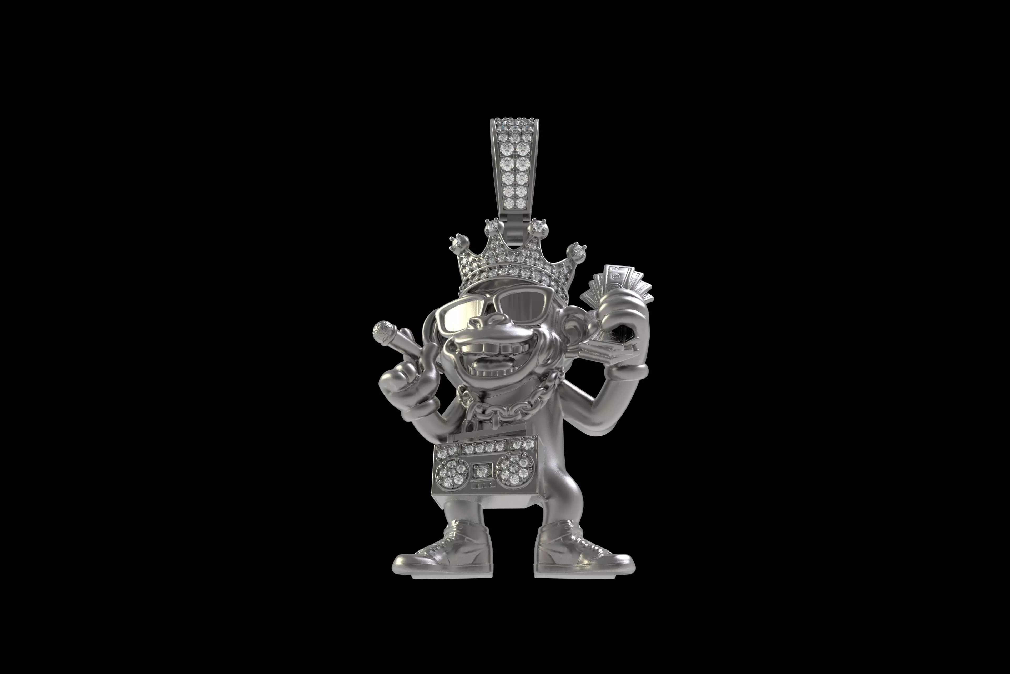 00032 Monkey with Radio Hip Hop Pendant 3D print model_25
