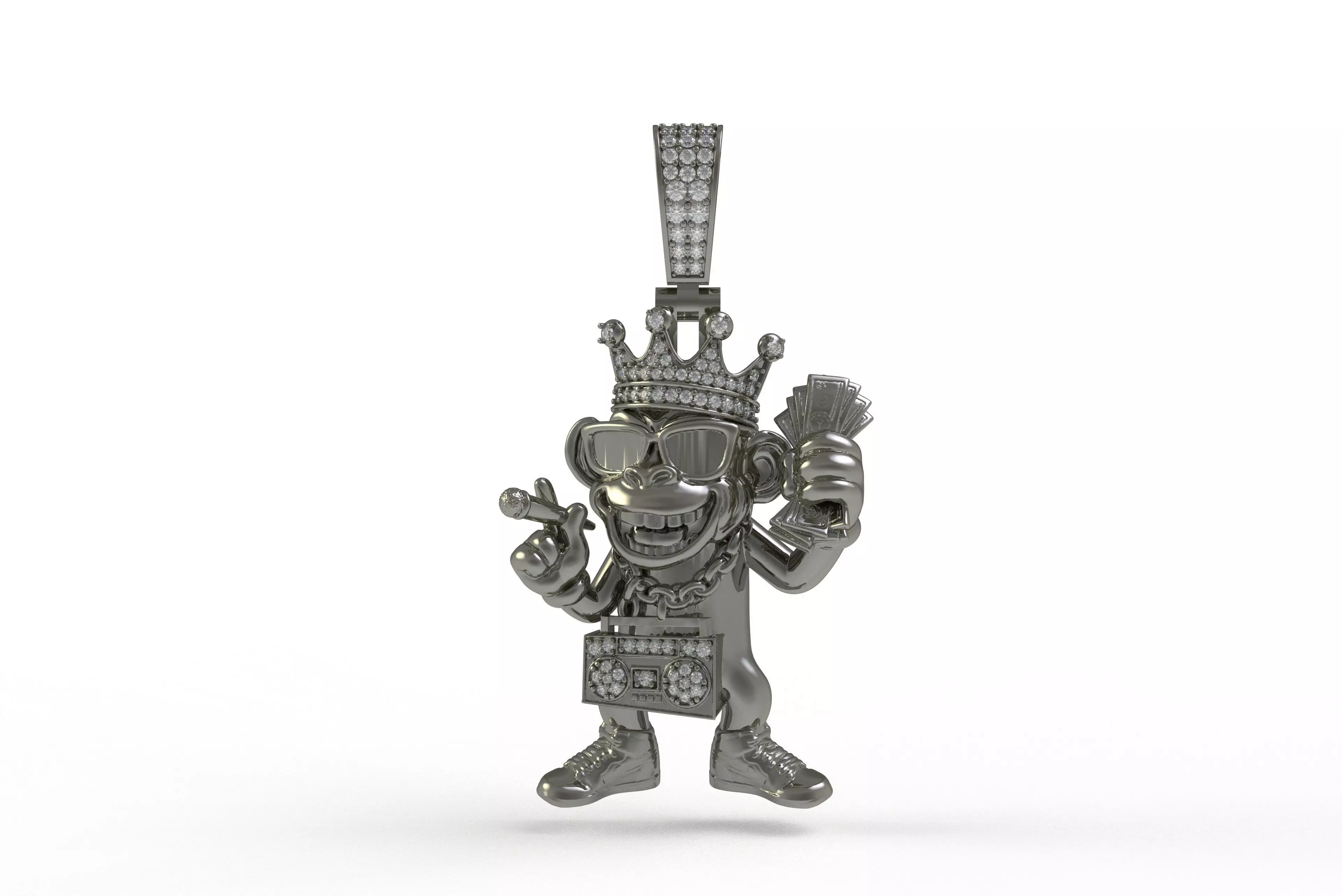 00032 Monkey with Radio Hip Hop Pendant 3D print model_11