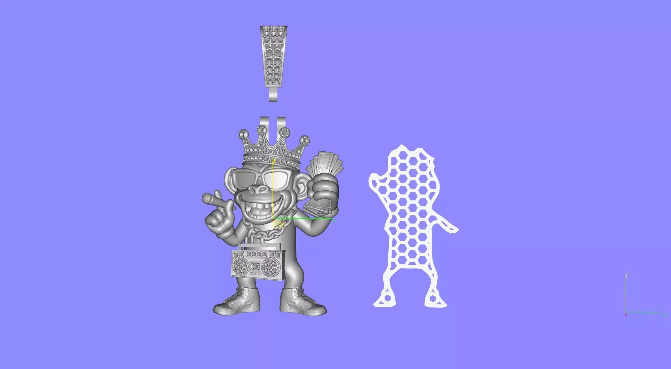 00032 Monkey with Radio Hip Hop Pendant 3D print model_28