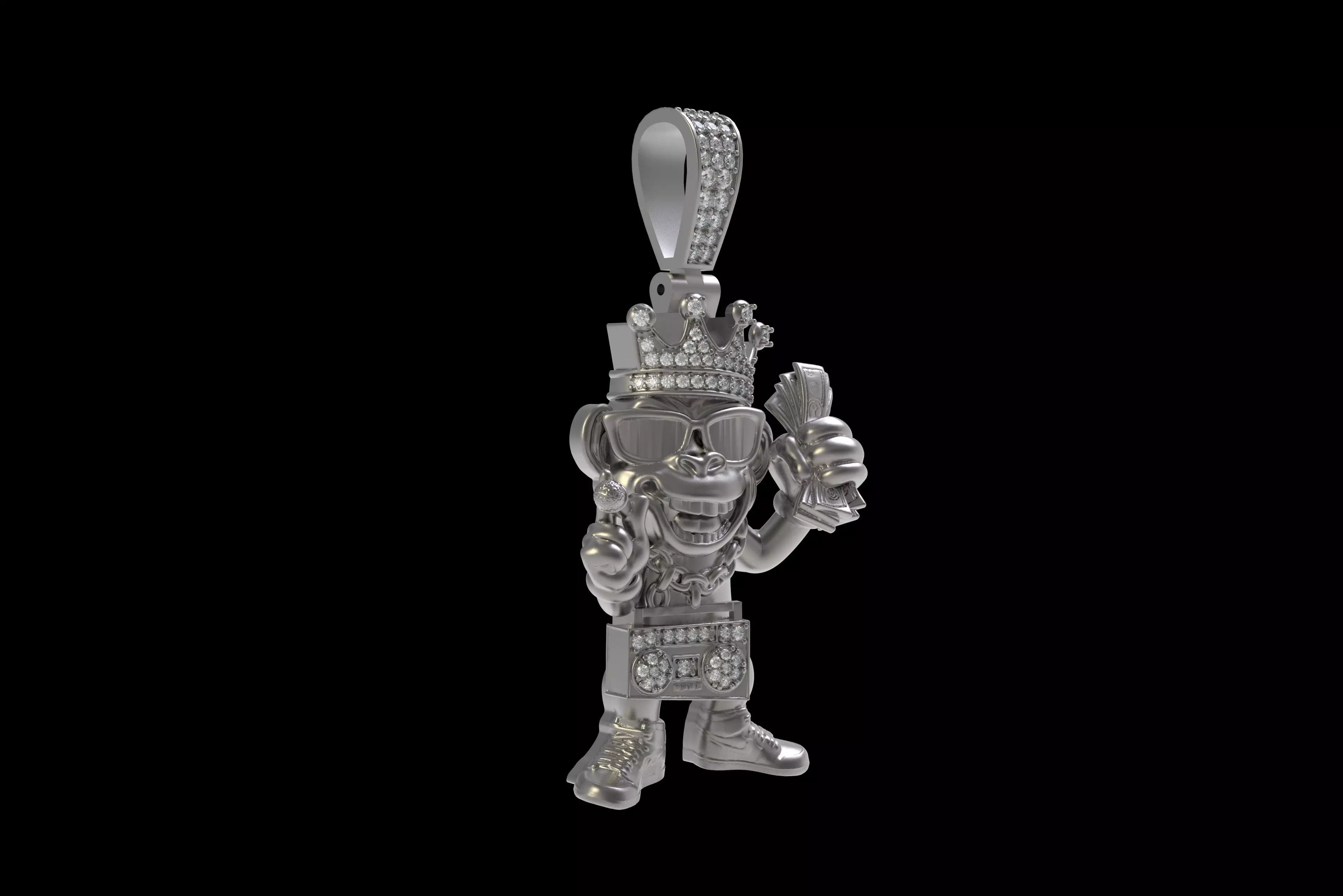 00032 Monkey with Radio Hip Hop Pendant 3D print model_27