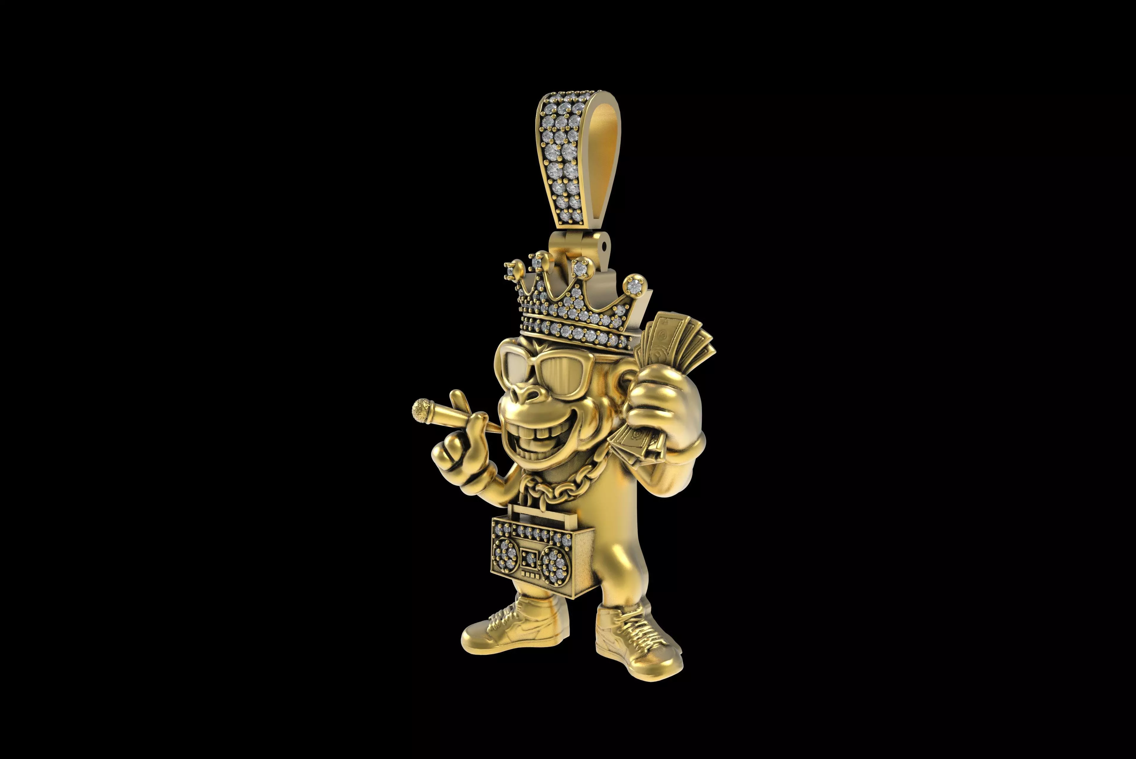 00032 Monkey with Radio Hip Hop Pendant 3D print model_22