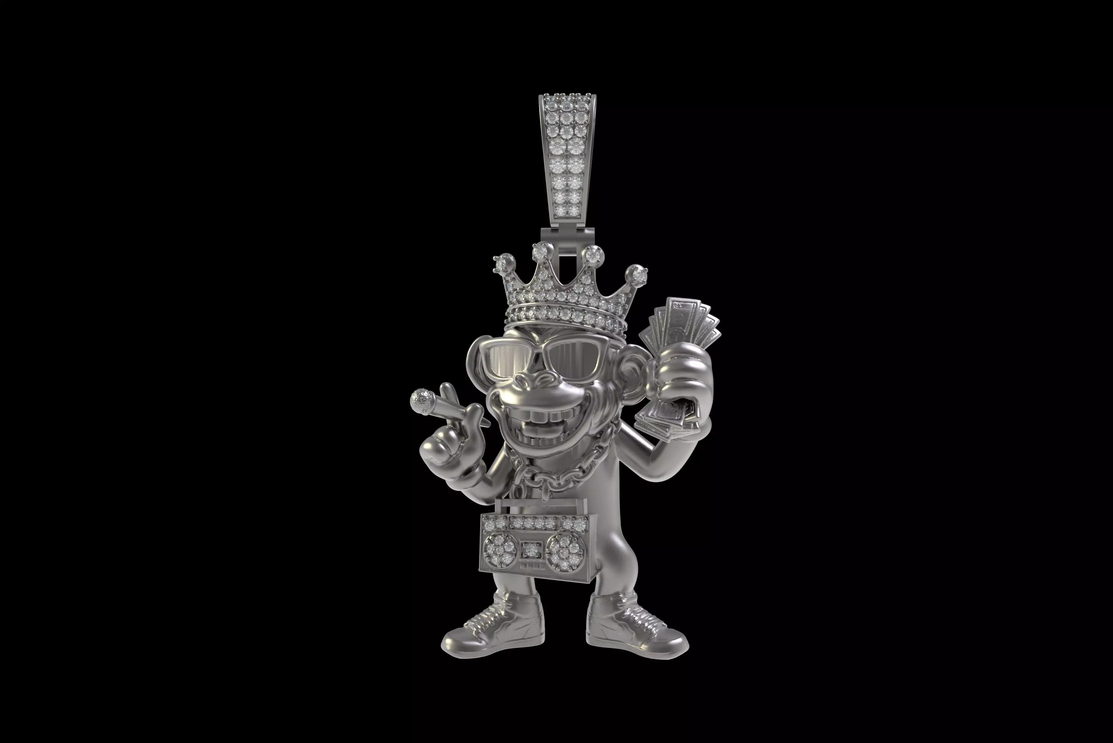00032 Monkey with Radio Hip Hop Pendant 3D print model_24