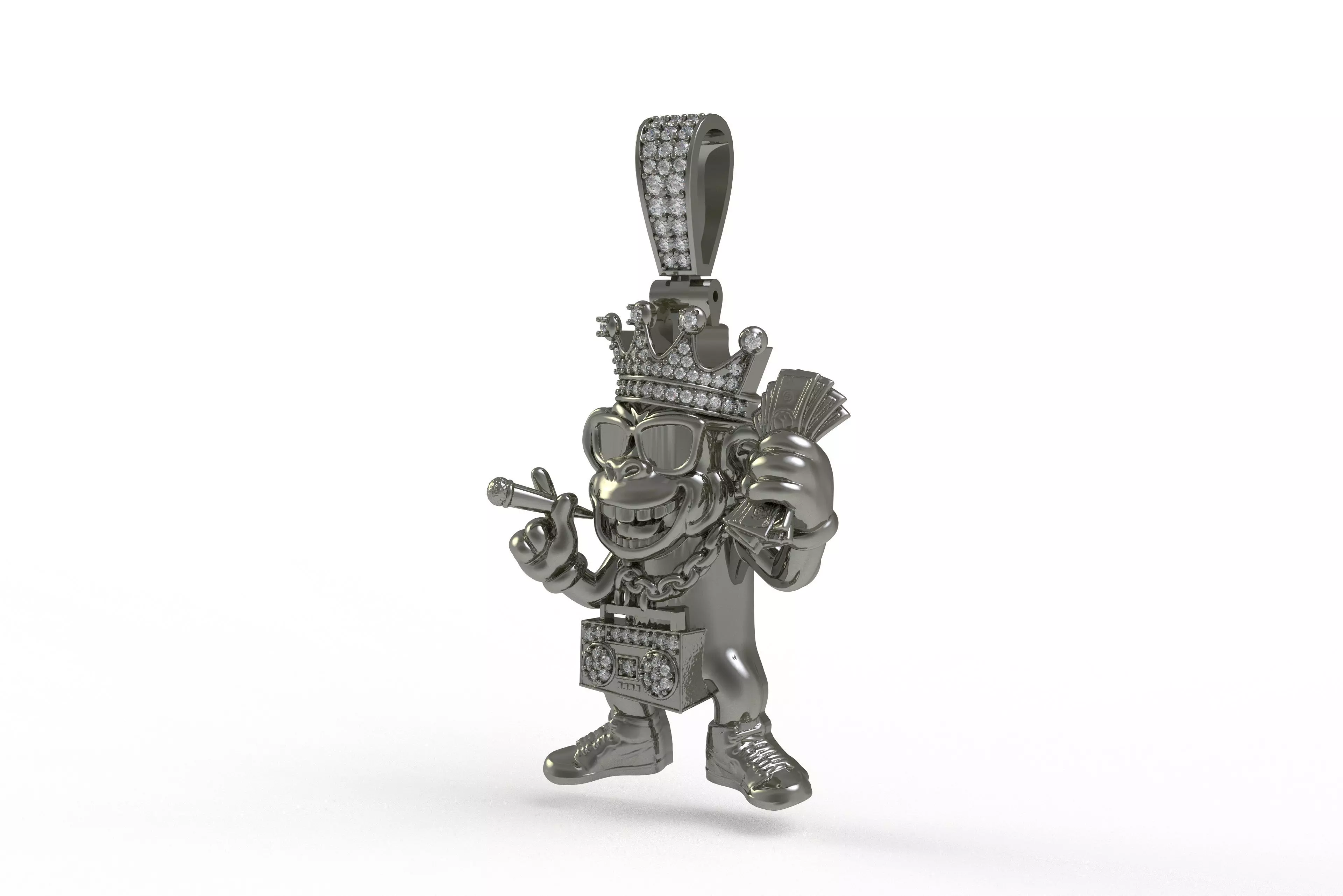 00032 Monkey with Radio Hip Hop Pendant 3D print model_13