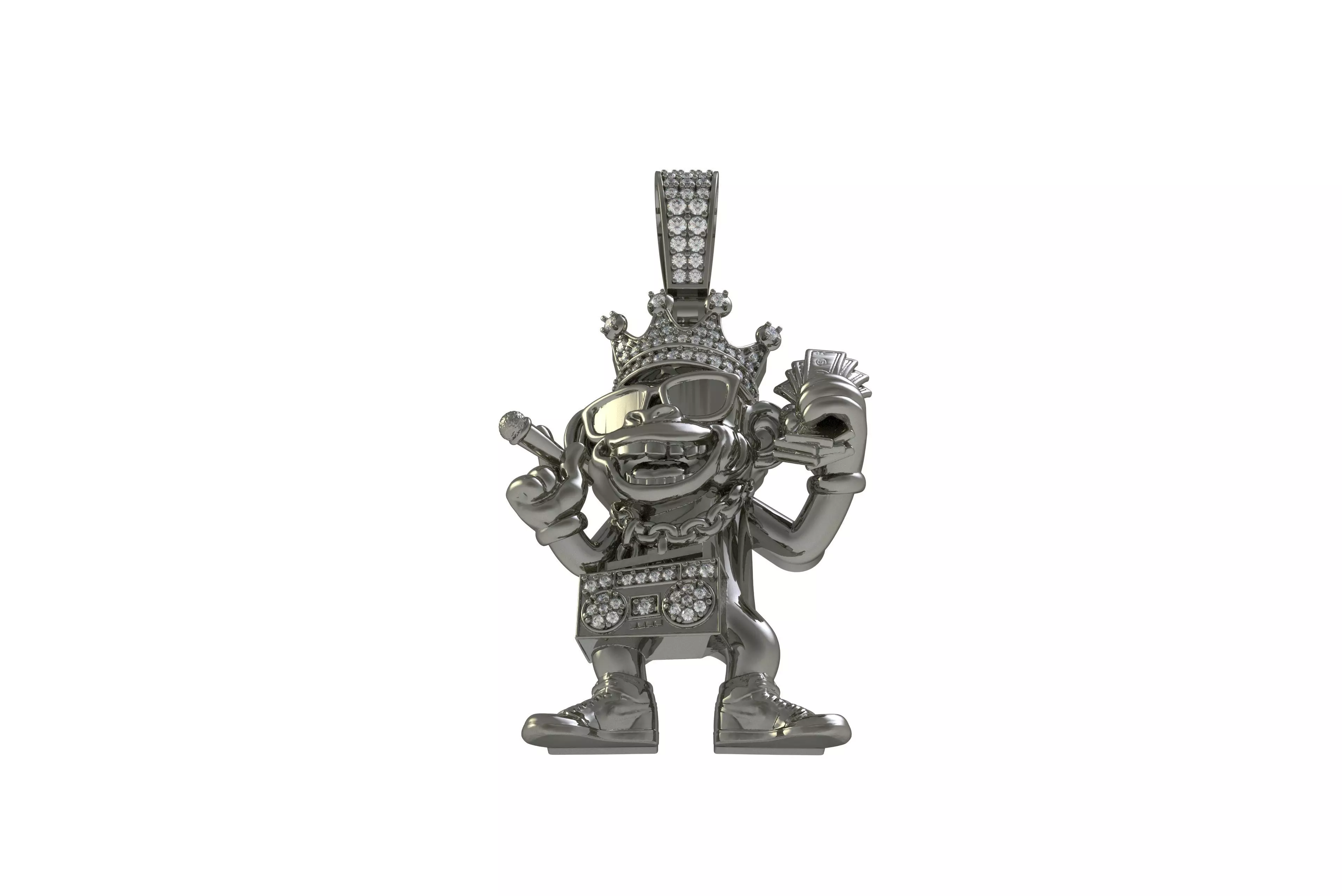 00032 Monkey with Radio Hip Hop Pendant 3D print model_12