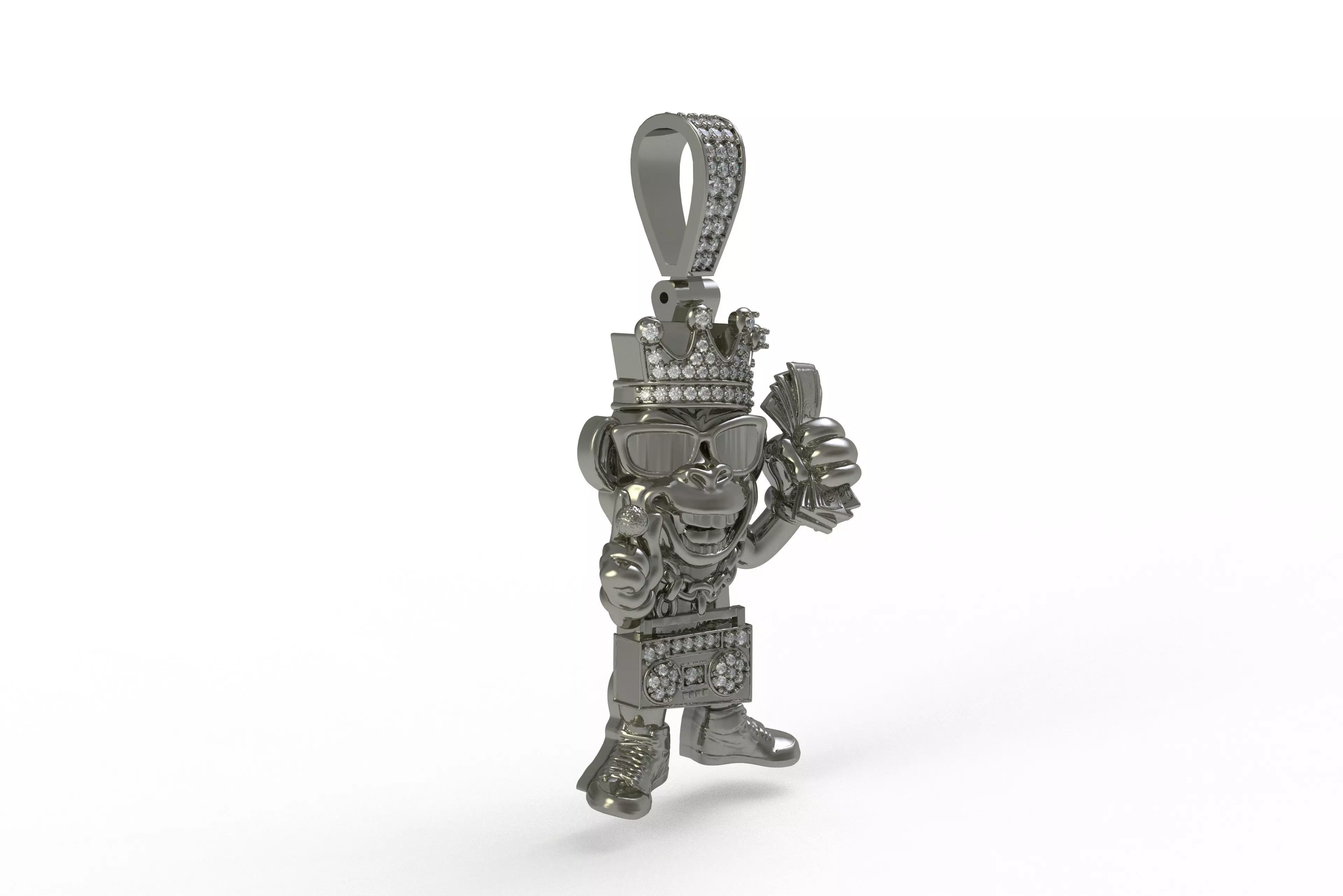 00032 Monkey with Radio Hip Hop Pendant 3D print model_14