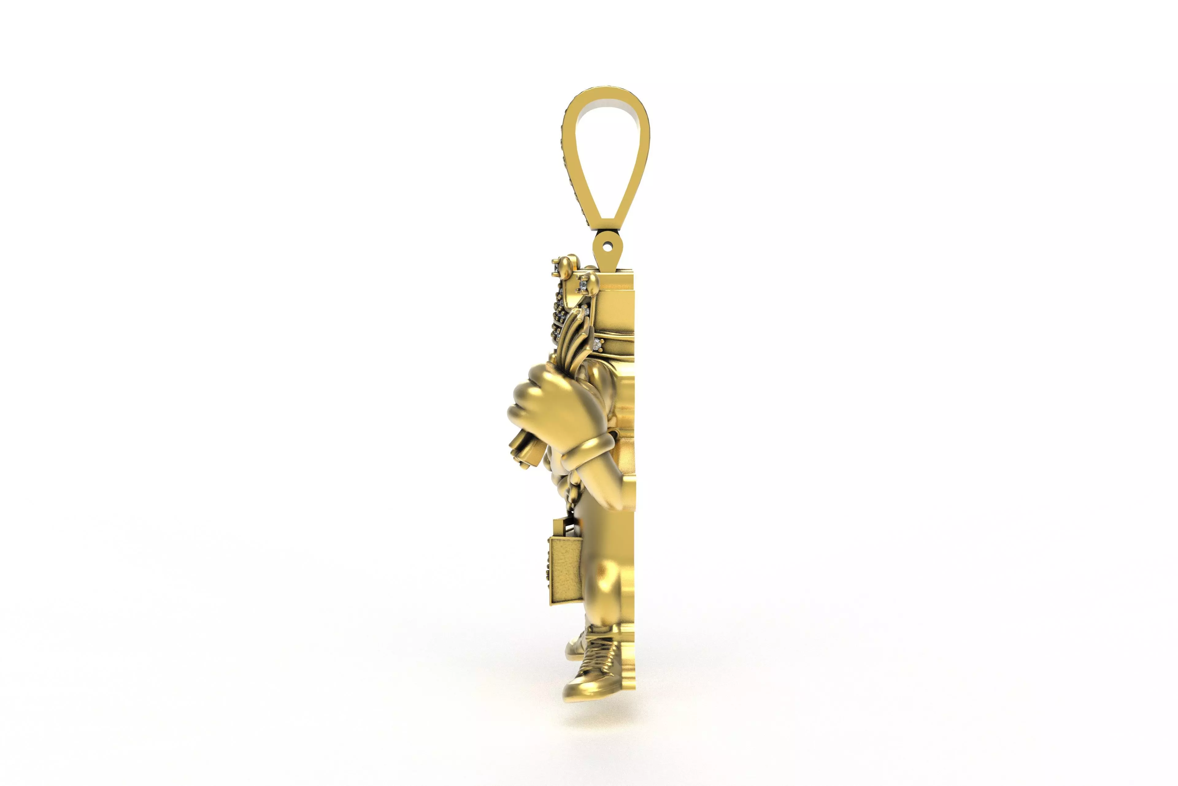 00032 Monkey with Radio Hip Hop Pendant 3D print model_5